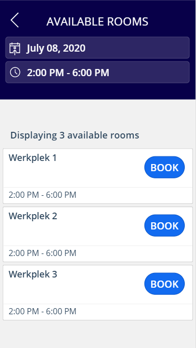 App Booking Screen